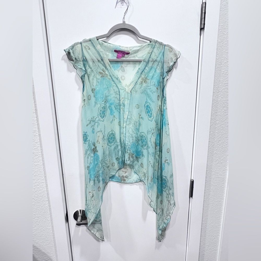 Silk Top Summer Peppermint Green Size 38